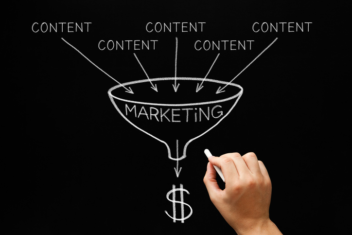 Content Impacts the Marketing Funnel This image show how content fills the marketing funnel